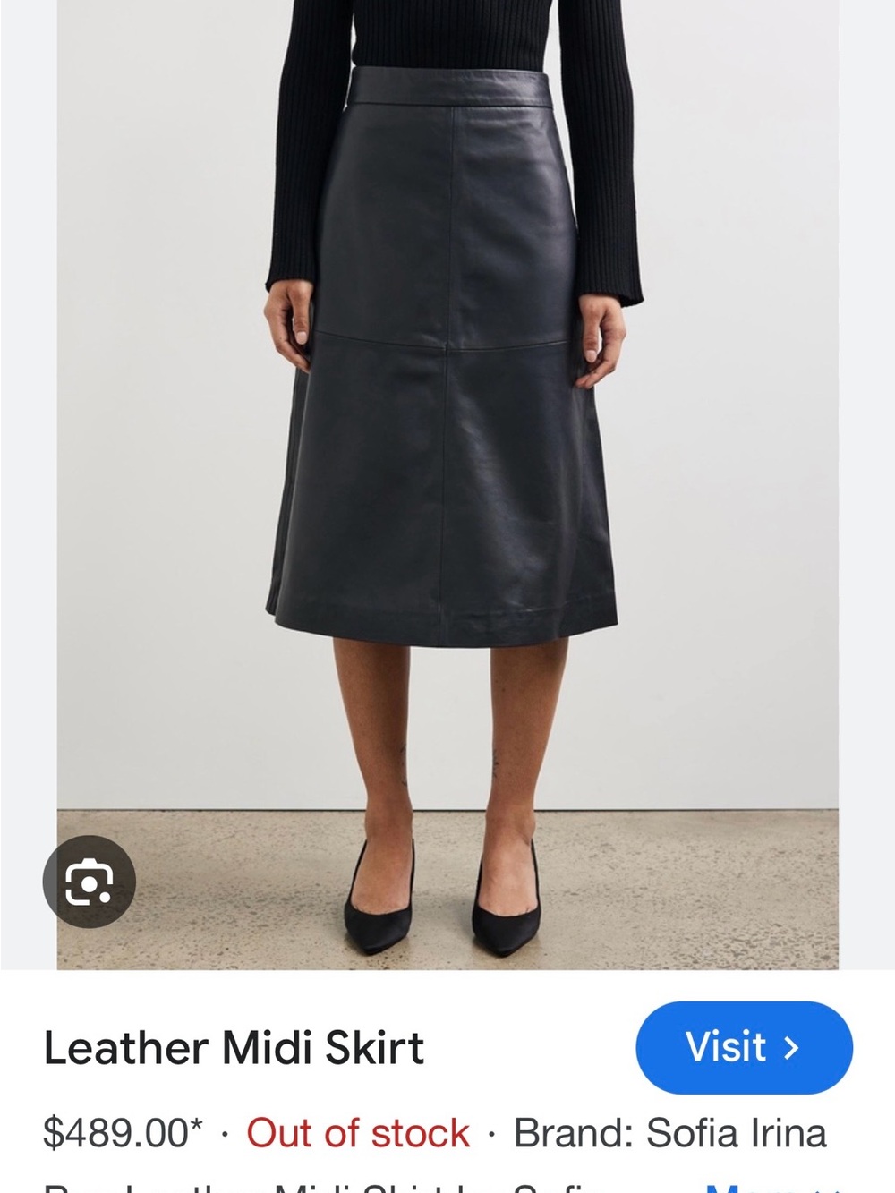 Sofia Irina NWT Giselle Leather Midi Skirt Midnight Blue 8 / US 4